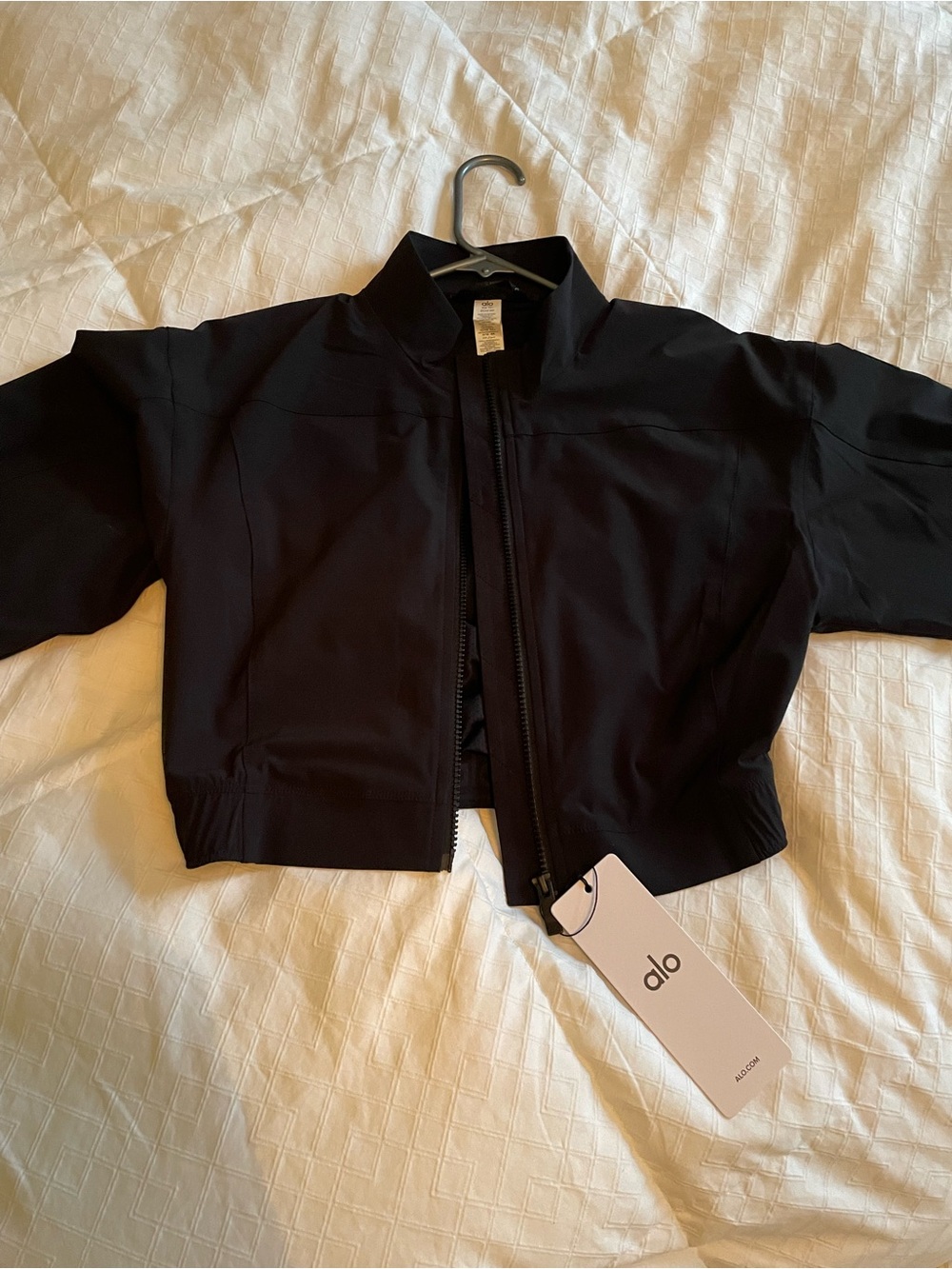 ALO Yoga Black Cropped Bomber Jacket